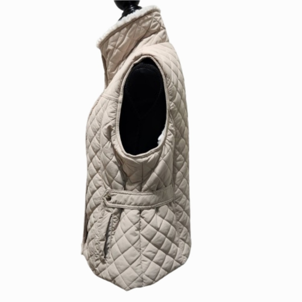 Weatherproof Quilted Bone-coloured  Beige Women's Faux Fur Lined Vest (L) - Picture 6 of 16